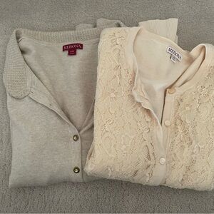 Set of 2 Merona Cream Tan Lace Cardigan Sweater
